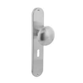 Knop Paddenstoel op schild sleutelgat 56 mm rvs geborsteld